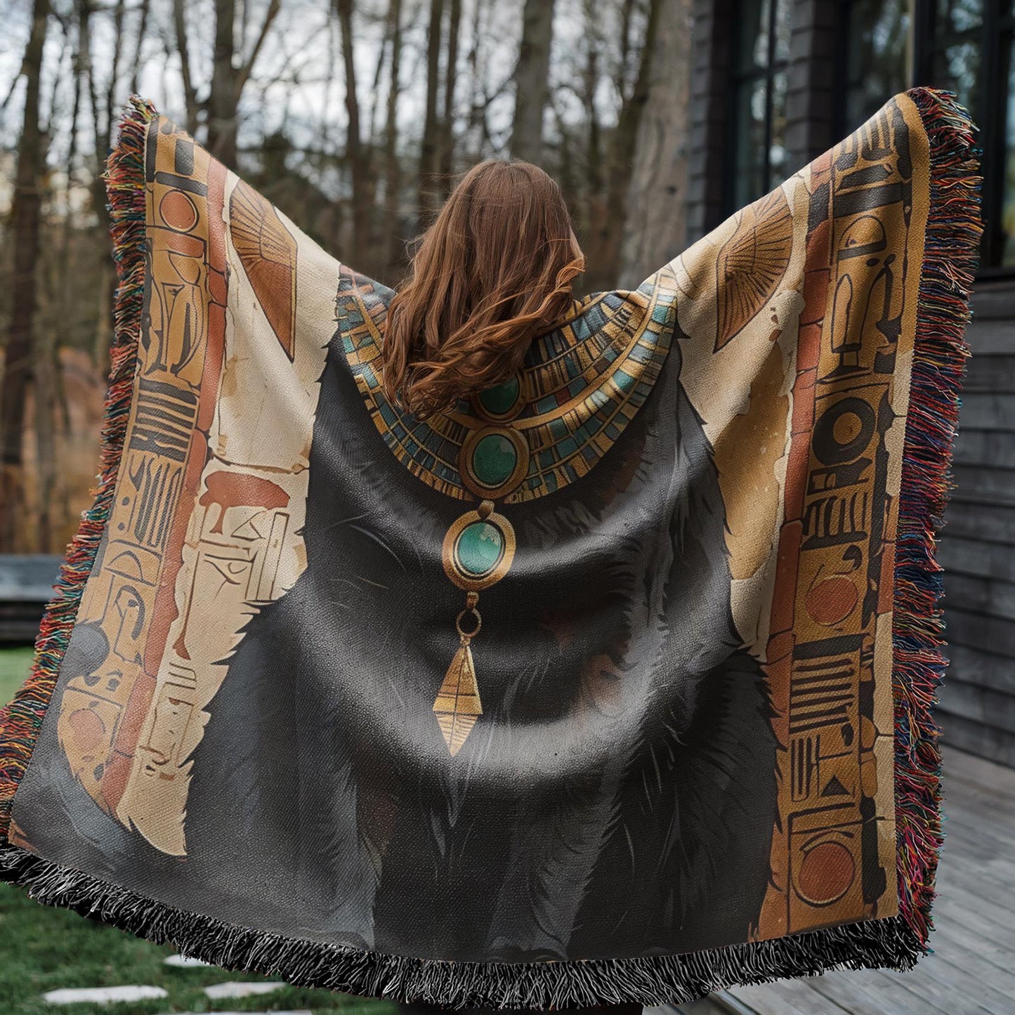 Ancient Egyptian Cat Woven Blanket