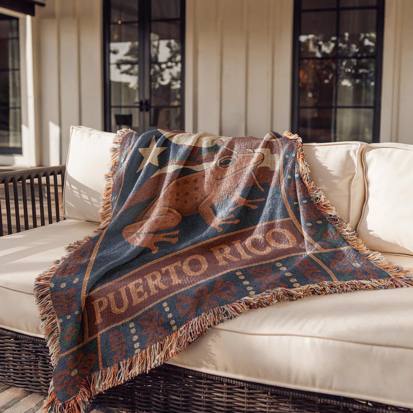 Puerto Rico Woven Blanket, Throw Blanket Couch, Bed Blanket, Sofa Cover, Wall Tapestry, Puerto Rico, Coquí