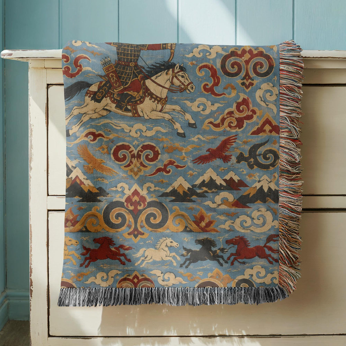 Mongolian Archer Woven Blanket