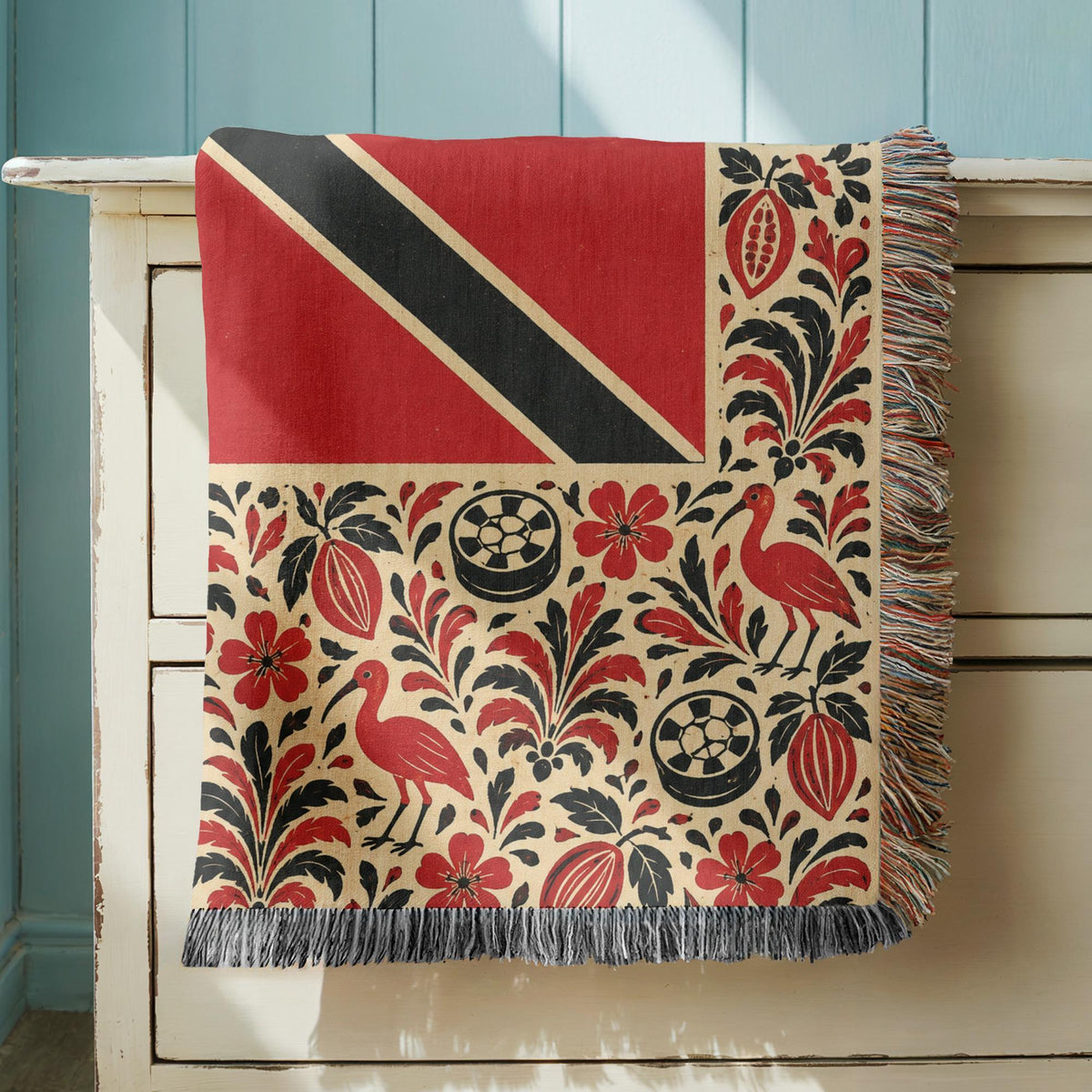 Trinidad Tobago Flag Woven Blanket