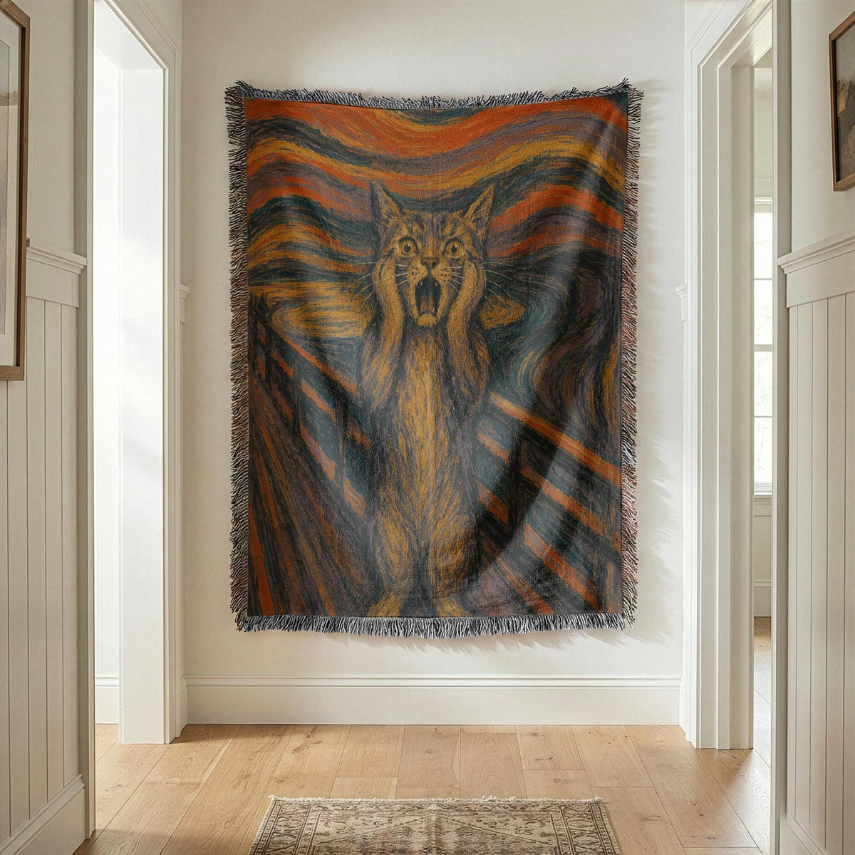 The Scream Cat Woven Blanket