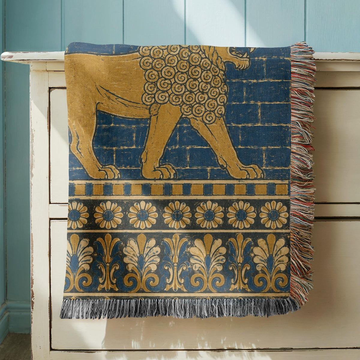 Babylonian Lion Woven Blanket