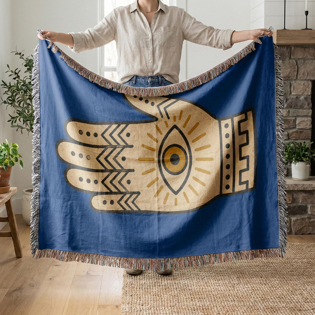 Hamsa Hand Woven Blanket