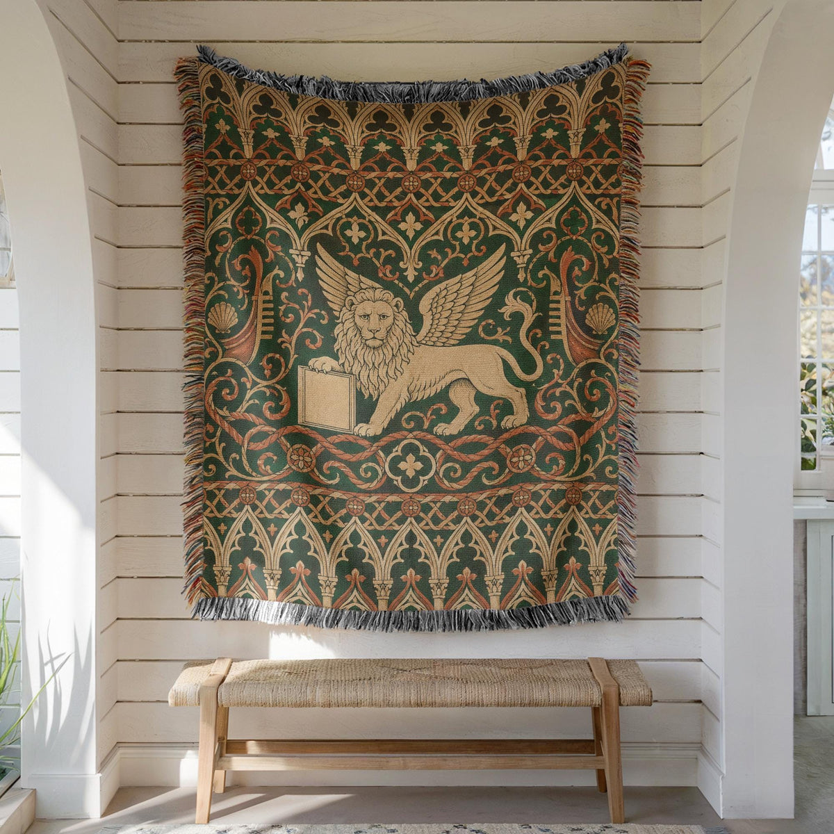 Venetian Lion Woven Blanket