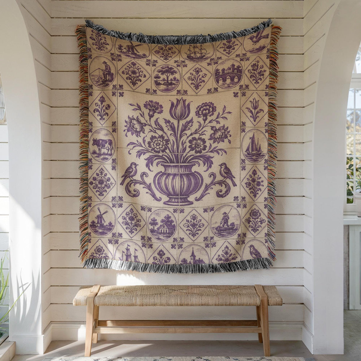 Delft Tile Woven Blanket