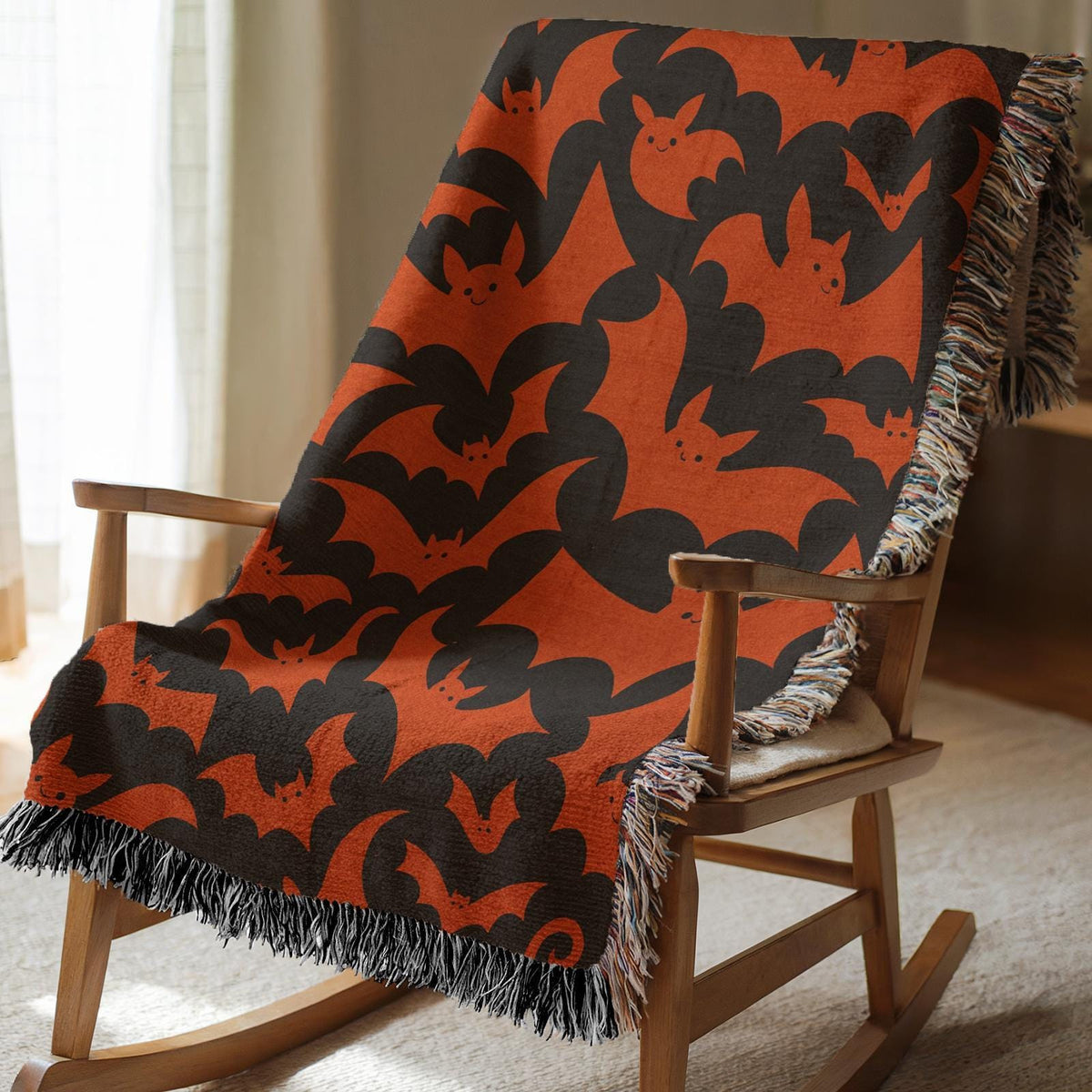 Halloween Bat Pattern Woven Blanket