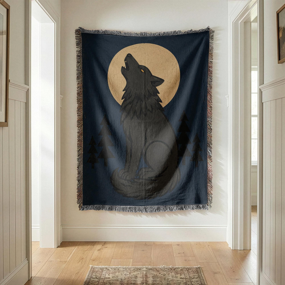 Howling Wolf Woven Blanket