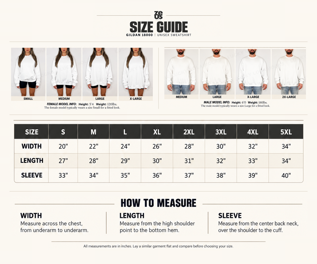 Sweatshirt size guide