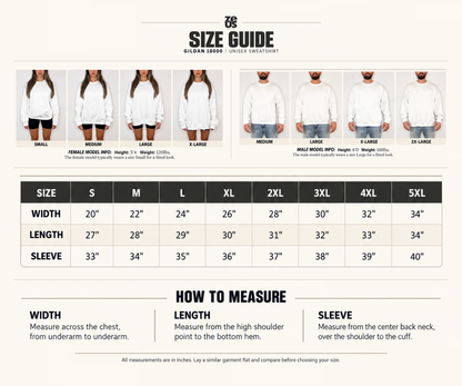 Sweatshirt size guide