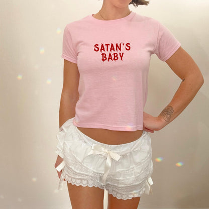 Satan's Baby Tee: Retro Adult Humor Graphic Top