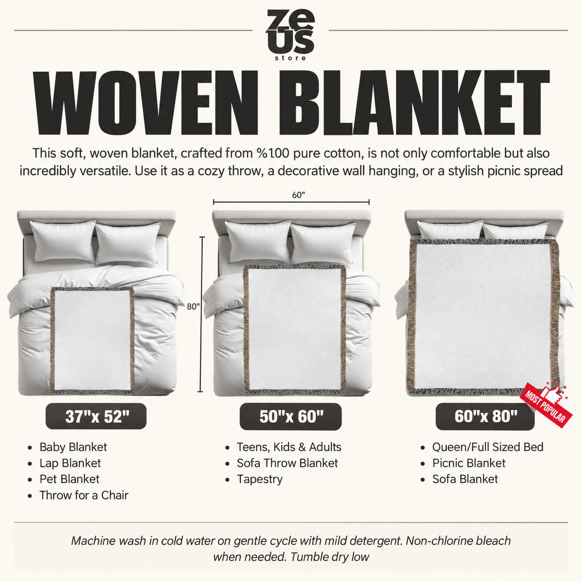 Woven blanket size guide