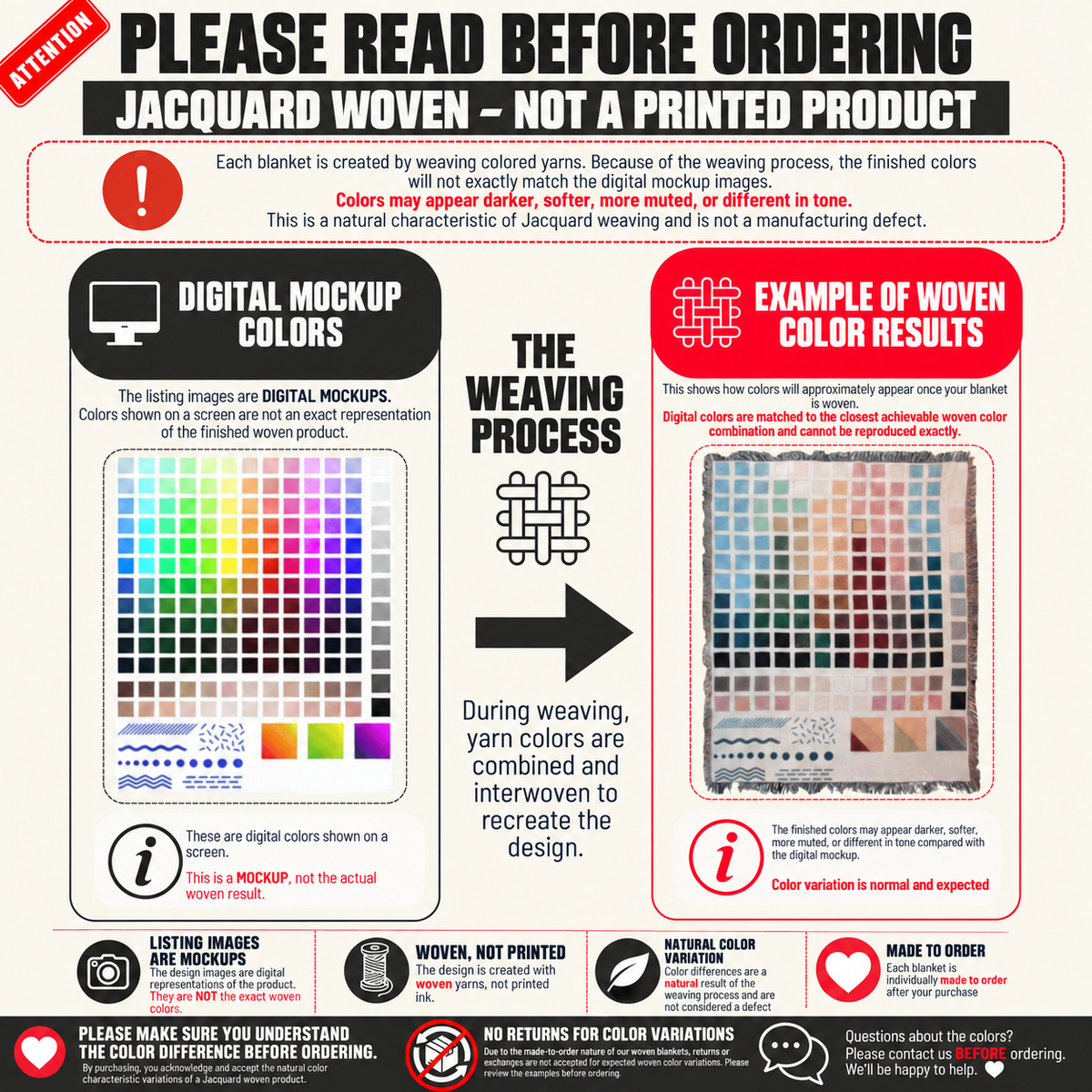 Woven blanket please read before ordering