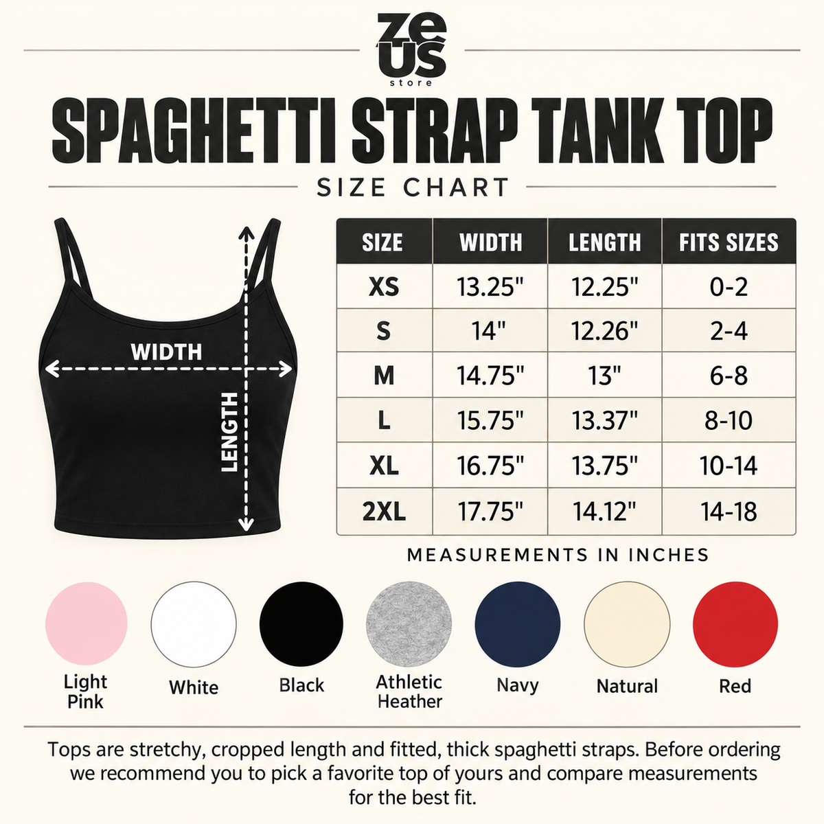 Tank Top size guide