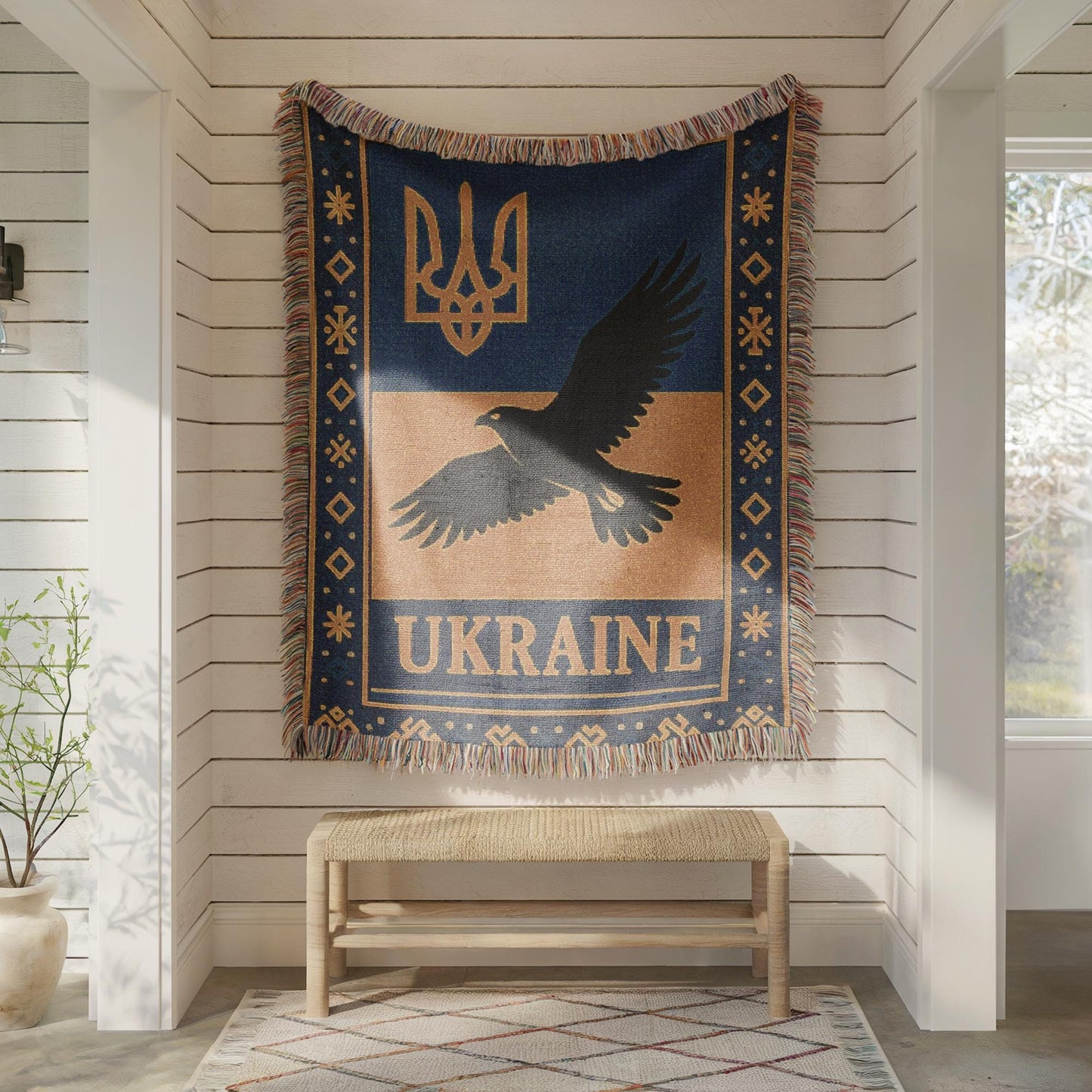 Ukrain Woven Blanket, Throw Blanket Couch, Bed Blanket, Sofa Cover, Wall Tapestry, Ukrain