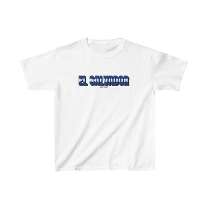 White baby tee with blue EL SALVADOR text and small est. 1821 detail