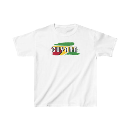 Guyana baby tee with flag brushstroke graphic and bold Guyana lettering