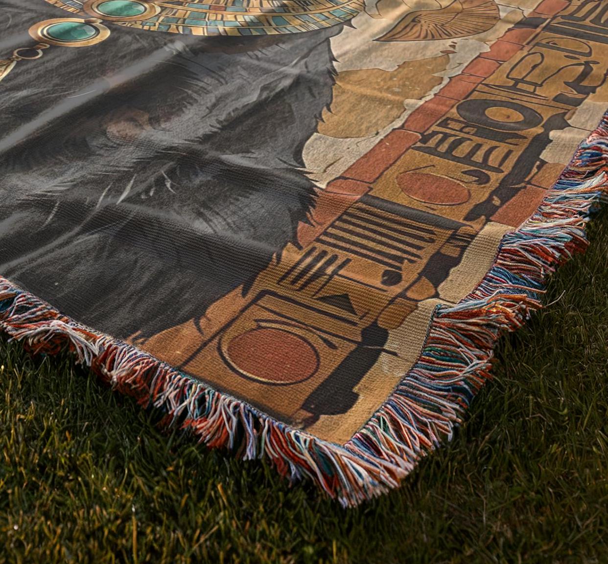 Ancient Egyptian Cat Woven Blanket