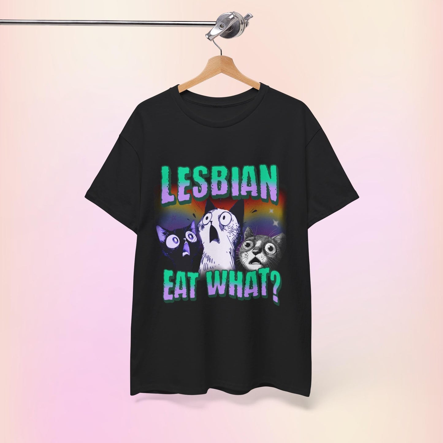 Vintage Lesbians Eat What?! Funny Offensive Cat Bootleg T-shirt, Unhinged Shirt, Funny 90s Graphic Tee, Sarcastic Shirt Gift, Silly Meme Tee