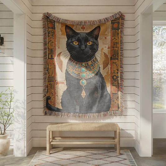 Ancient Egyptian Cat Woven Blanket
