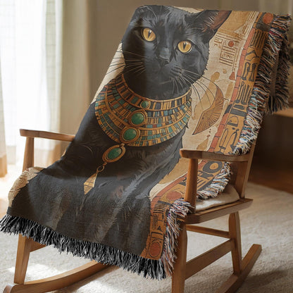 Ancient Egyptian Cat Woven Blanket