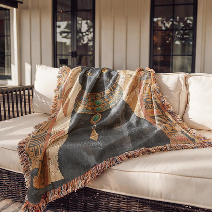 Ancient Egyptian Cat Woven Blanket