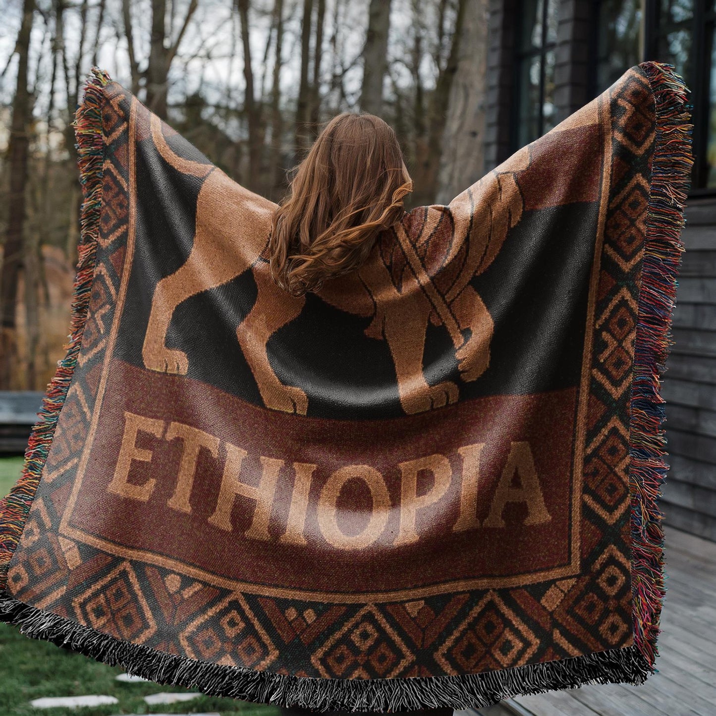 Ethiopia Woven Blanket, Throw Blanket Couch, Bed Blanket, Sofa Cover, Wall Tapestry, Ethiopia, Lion of Judah