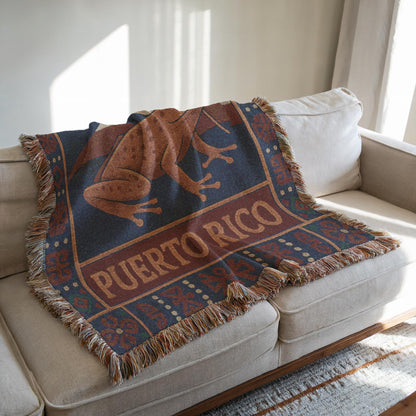 Puerto Rico Woven Blanket, Throw Blanket Couch, Bed Blanket, Sofa Cover, Wall Tapestry, Puerto Rico, Coquí
