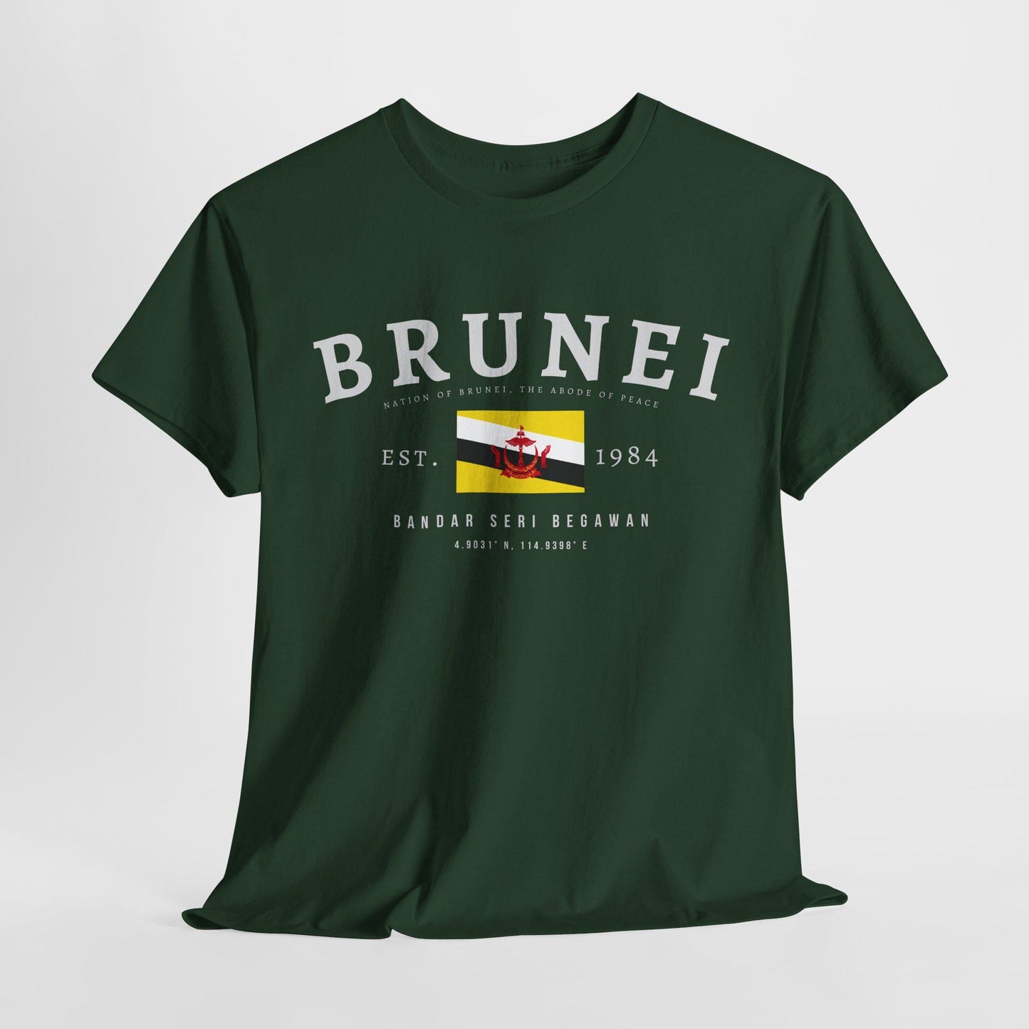 Brunei Unisex T-Shirt, Brunei Darussalam Flag Tee, Vintage Bandar Seri Begawan Shirt, Southeast Asian Streetwear, Bruneian Pride Tee