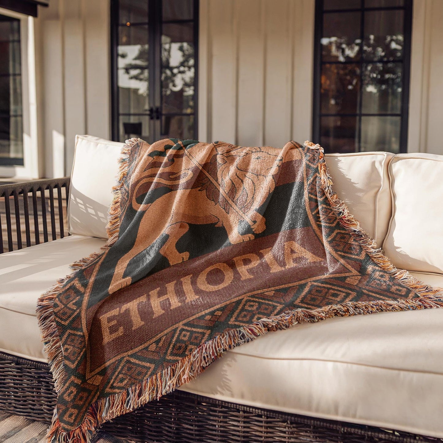 Ethiopia Woven Blanket, Throw Blanket Couch, Bed Blanket, Sofa Cover, Wall Tapestry, Ethiopia, Lion of Judah