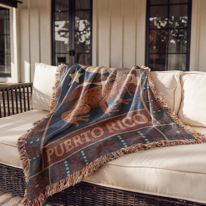 Puerto Rico Woven Blanket, Throw Blanket Couch, Bed Blanket, Sofa Cover, Wall Tapestry, Puerto Rico, Coquí