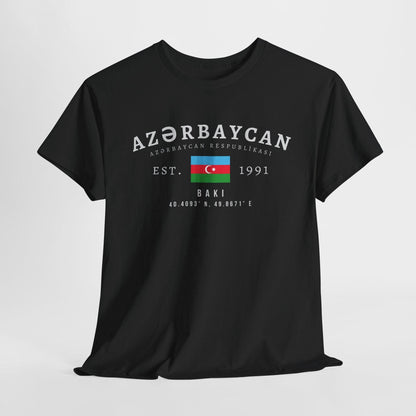 Azerbaijan Unisex T-Shirt, Azərbaycan Flag Tee, Vintage Baku Graphic Shirt, Caucasus Streetwear Top, Oversized Azerbaijani Pride Shirt