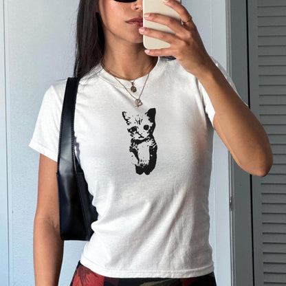 Silly Cat Meme Baby Tee , Cat Lover Shirt, Cat Person Gift, Gift for Mom, Funny Mom Tshirt