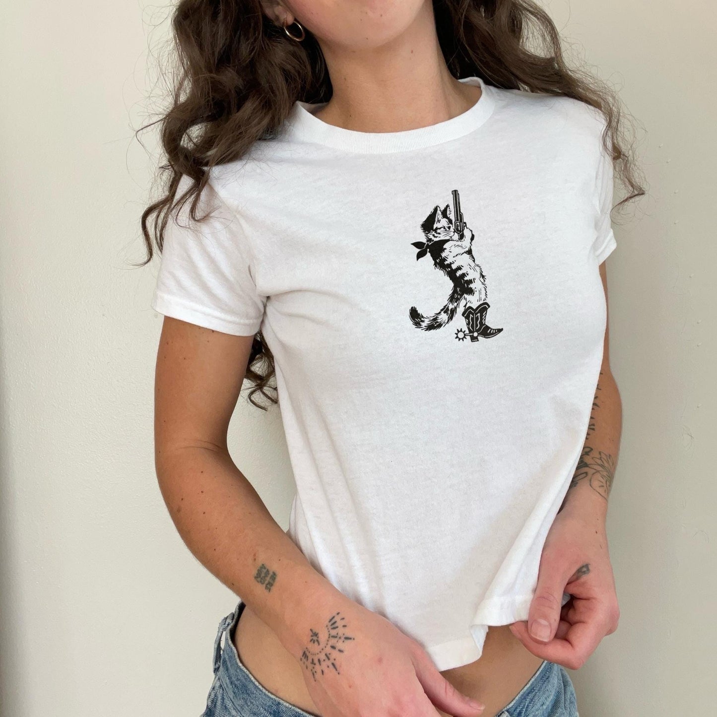 Cowboy Cat Meme Baby Tee, Cat Lover Shirt, Cat Person Gift, Gift for Mom, Funny Mom Tshirt