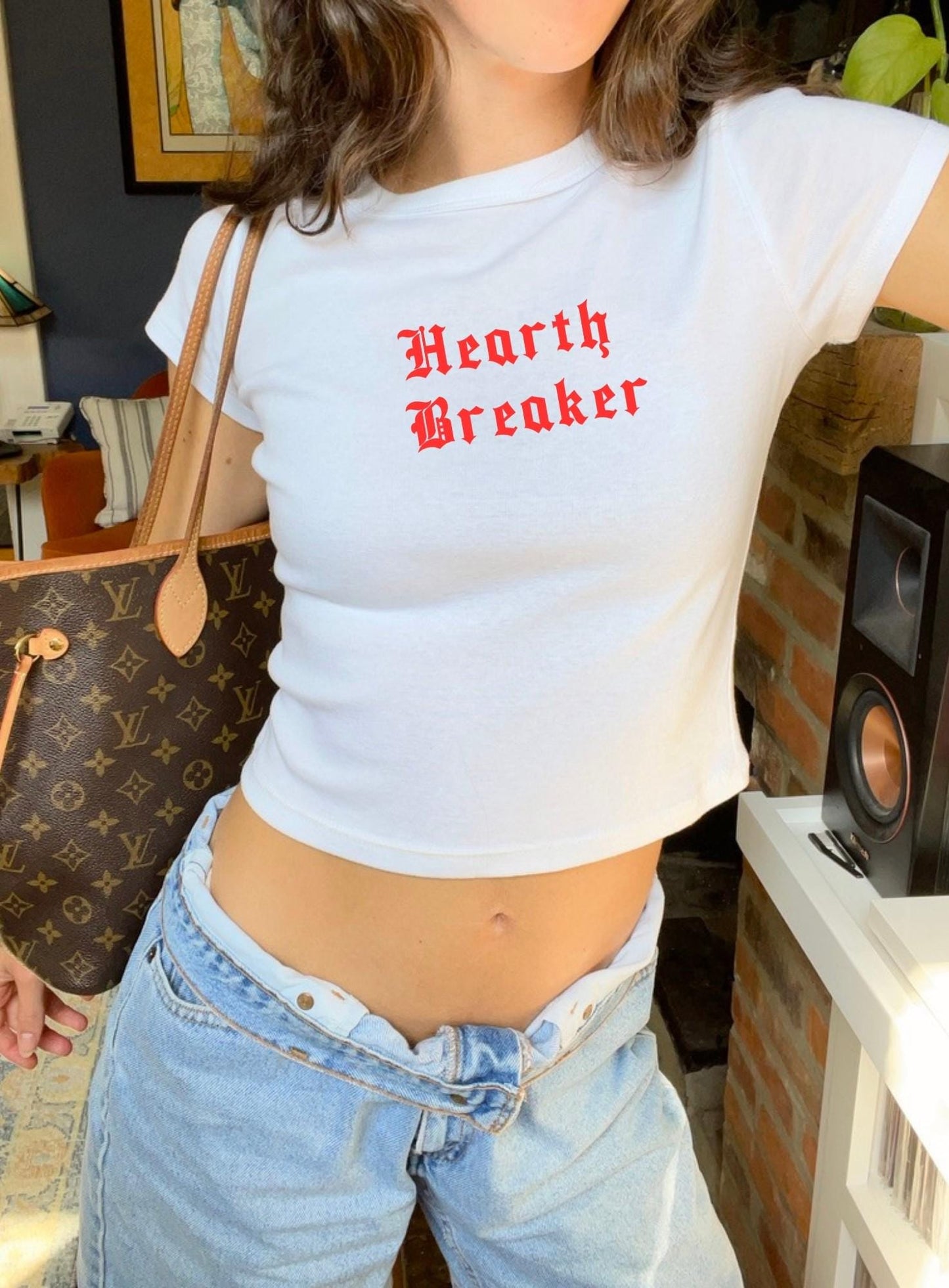Heart Breaker Baby Tee, Vintage Shirt, Slogan Baby Tee Funny Baby Tee, Cute Baby, Coquette Bow Tee