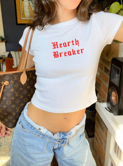 Heart Breaker Baby Tee, Vintage Shirt, Slogan Baby Tee Funny Baby Tee, Cute Baby, Coquette Bow Tee