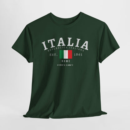 Italy Unisex T-Shirt, Italia Flag Tee, Vintage Rome Graphic Shirt, Italian Streetwear Tee, Oversized Italian Pride Tee