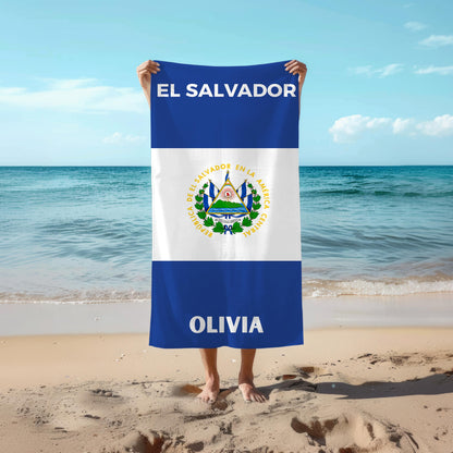 El Salvador Personalized Beach Towel