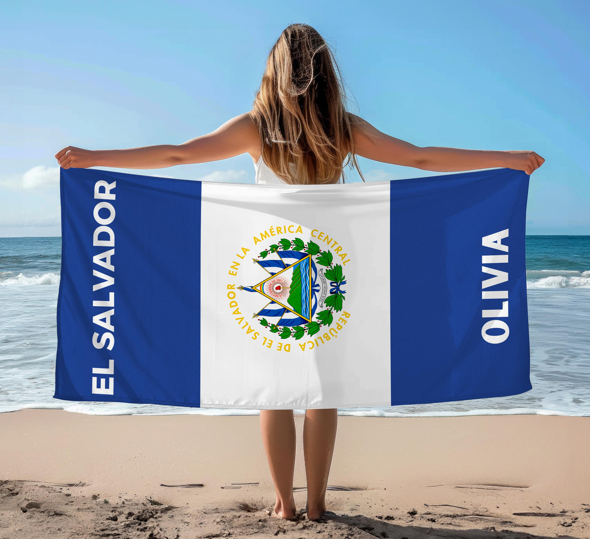 El Salvador Personalized Beach Towel