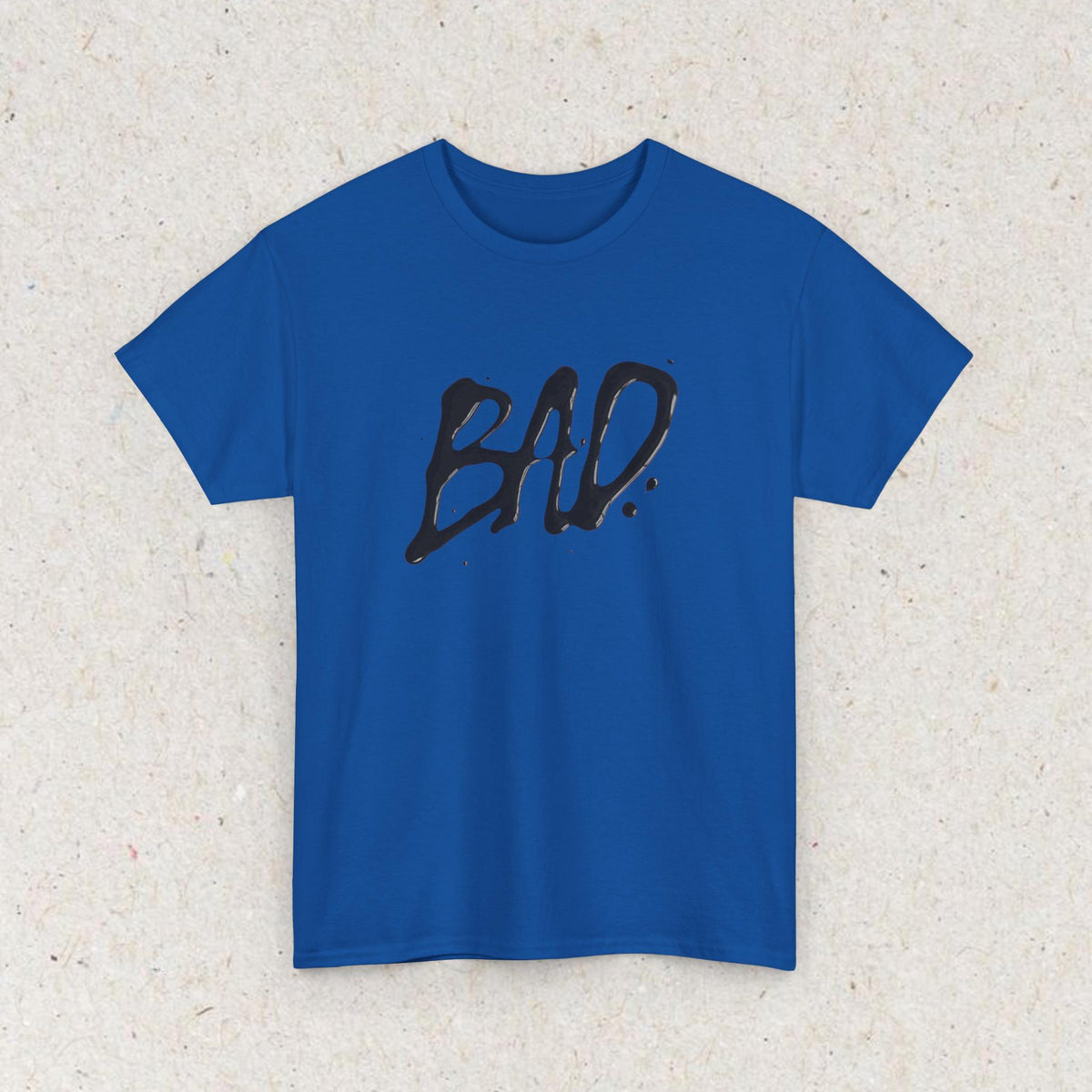 White T-shirt with bold black BAD text in a graffiti-style design