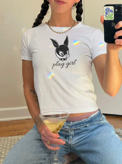 Play Girl Meme Baby Tee, 00s Shirt, Adult Humor, Y2K Cute Graphic Shirt