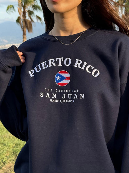 Puerto Rico Embroidered Crewneck Sweatshirt