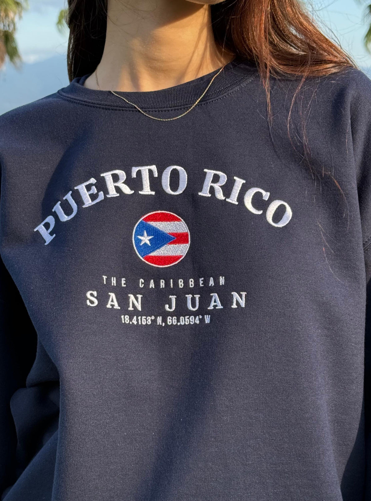 Puerto Rico Embroidered Crewneck Sweatshirt