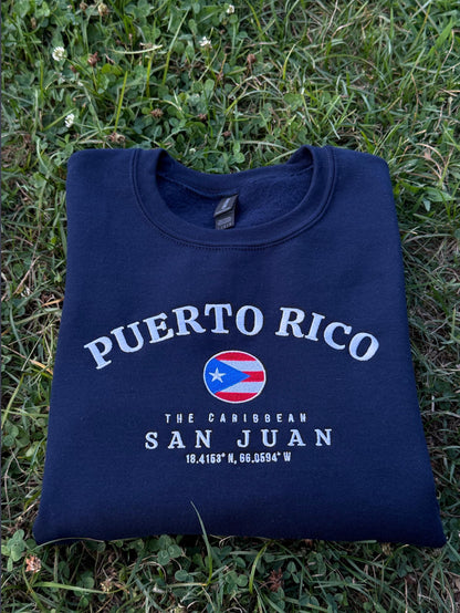 Puerto Rico Embroidered Crewneck Sweatshirt