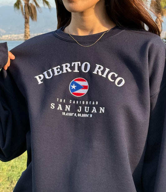 Puerto Rico Embroidered Crewneck Sweatshirt