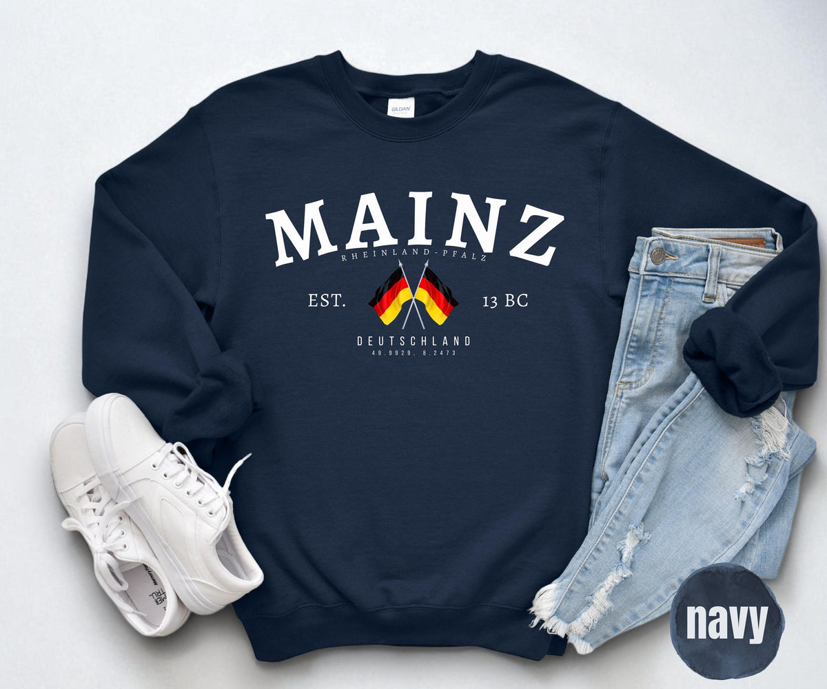 Mainz Rheinland-Pfalz Deutschland sweatshirt design with crossed German flags