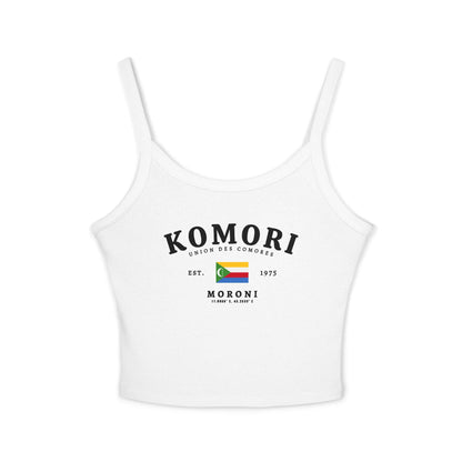 Pink tank top with Komori Union des Comores, Moroni text, and Comoros flag graphic