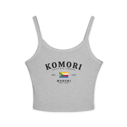 Pink tank top with Komori Union des Comores, Moroni text, and Comoros flag graphic