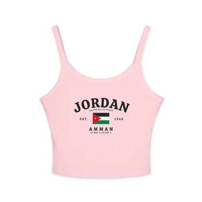 Black tank top with arched Jordan lettering, Amman text, Jordan flag, EST. 1946, and coordinate details