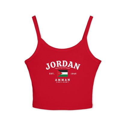 Black tank top with arched Jordan lettering, Amman text, Jordan flag, EST. 1946, and coordinate details