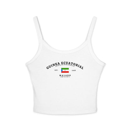 Navy tank top with Guinea Ecuatorial lettering, Equatorial Guinea flag, Est. 1968, and Malabo design